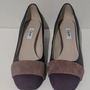 Clarks Womens Chinaberry Sky Grey Suede Pumps 9.5M